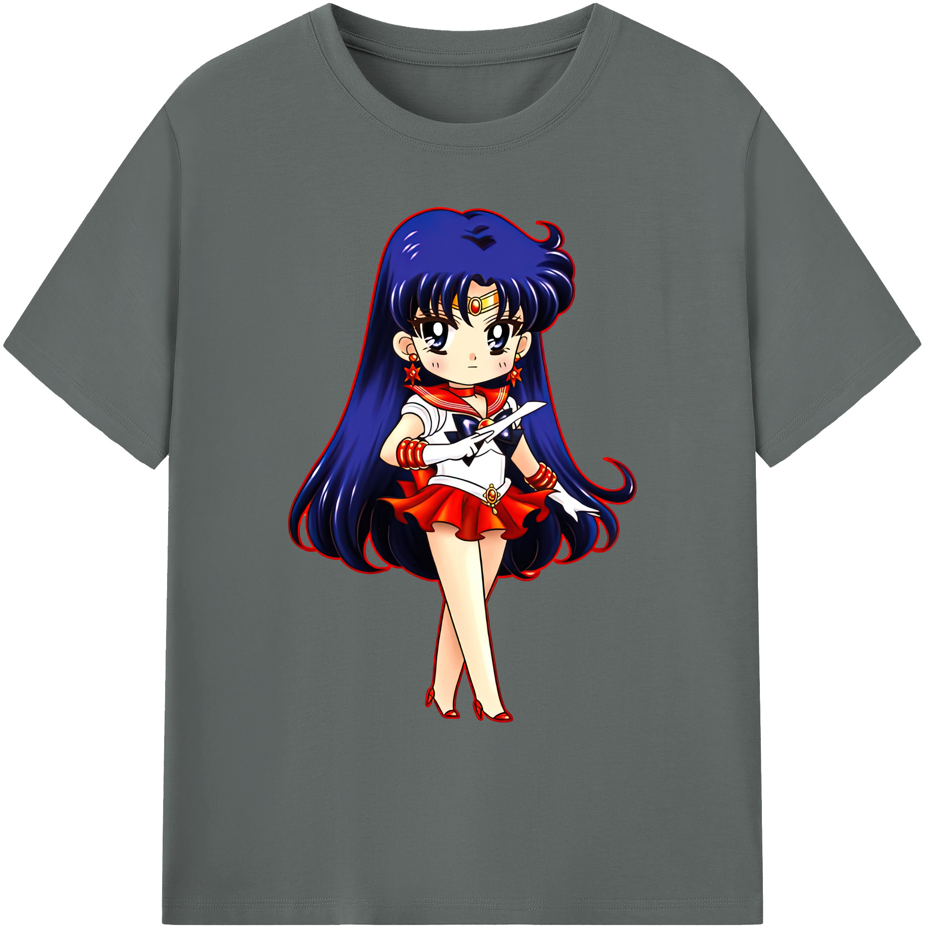 （画像用） 美少女戦士セーラームーン 火野レイ ひの レイ Sailor Moon Hino Rei （セーラーマーズ,Sailor Mars） 綿100％ メンズ半袖Tシャツ｜肌触りやわらか＆通気性